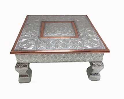 eRadius 12"x12" Aluminium Copper Low Table Bajot Bajhat Hindu Pooja