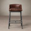 DINGZZ Bar Stools with Back Counter Height Barstools Set of PU Leather Bar Chairs for Kitchen and Patio (Brown)