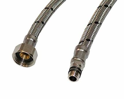 Aumix x2 (Pair) M10 (10mm) x ½” inch BSP 9mm Bore 300mm Flexible Braided Pipe Bathroom Basin Monobloc Mixer Tap Connector Hose WRAS Approved