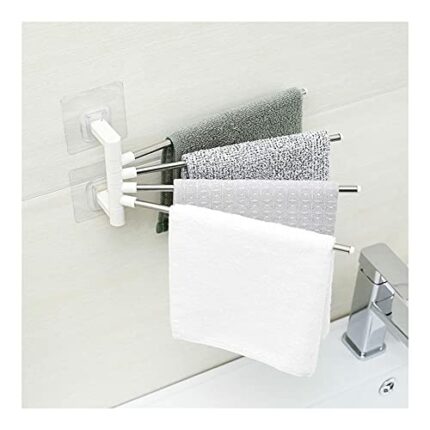 HIGOH Towel Racks, Towel Rail for Bathroom,Bathroom Hand Towel Holder,Rotating Towel Holder,Wall Mounted Towel Hanger,Swivel Rack 4 Bar Bathroom