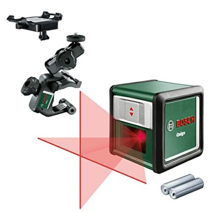 Bosch cross line laser Quigo with universal clamp MM 2 (easy and precise alignment with flexible positioning of the tool thanks to the universal