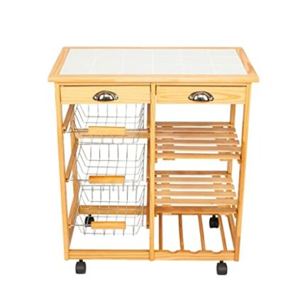 QUANJJ Kitchen & Dining Room Cart 2-Drawer Removable Storage Rack with Rolling Wheels Kitchen Trolley Cart Dining
