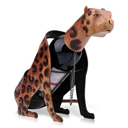 TFIIEXFL Leopard Wine Holder Metal Animal Wine Rack Sculpture Bar Wine Bottle Stand Practical Interior Home Decoration Crafts