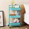 DINGZZ 3-Tier Kitchen Storage Carts Wheels Trolley Bathroom Storage Organization Cart With Wheels Storage Shelves