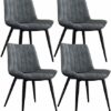 dining chair Kitchen Dining Room Furniture Chairs Set Of 4 Dining Chairs With Metal Feet And Backrests PU Leather Seats Suitable For Kitchen Dini