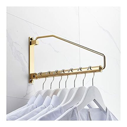 HIGOH Towel Racks, Towel Rail for Bathroom,Brass Folding Drying Rack Towel Bars Towel Holder,Bedroom Wall-Mounted Invisible Clothes Drying Rack T