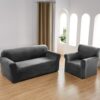 Thick Velvet Sofa Covers 1 2 3 4 Seater Super Stretch Plush Sofa Slipcovers with Non Slip Straps Couch Cover for Dogs Cat Pet Friendly Elastic Fu