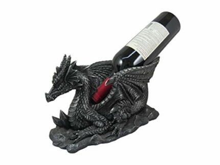 The Grinning Gargoyle HD41361 - 12 Inch Mythical Dragon Table Top Wine Bottle Holder Figure - Home Bar Decor Fantasy Sculpture Decoration - Decor