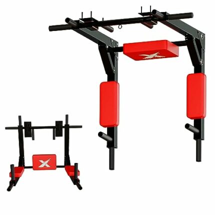 Xn8 Multifunctional Wall Mounted Pull Up Bar/Chin Up Bar- Multi Gym Grip Angles Space Saving- Instant Setup Dip Station for Targeted Muscles, Bes