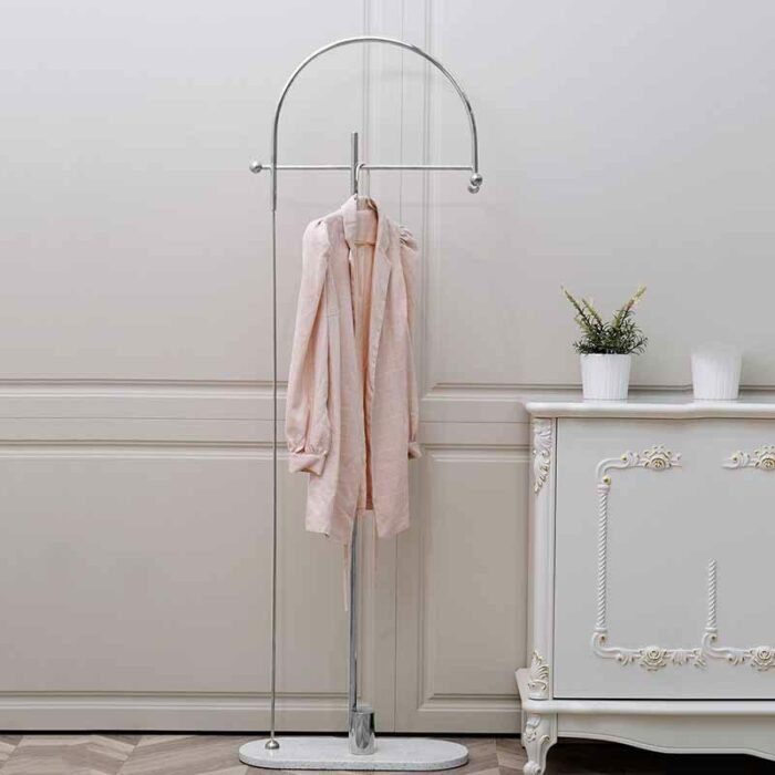 QUANJJ Standing Hanger Garment Floor Coat Rack Clothing Entrance Hall Foot Coat Rack Jackets Metal Furniture (Color : Argento, Size : 56 * 24 * 1