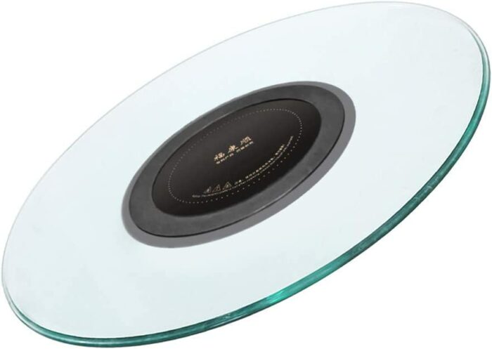 KEppd Transparent Lazy Turntable Lazy Susan, Induction Cooker Electric Turntable With 2.5m Detachable Power Cord, Tempered Glass Turntable Hollow