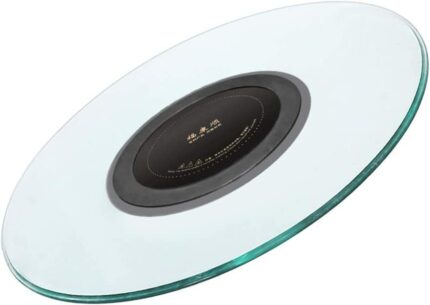 KEppd Transparent Lazy Turntable Lazy Susan, Induction Cooker Electric Turntable With 2.5m Detachable Power Cord, Tempered Glass Turntable Hollow