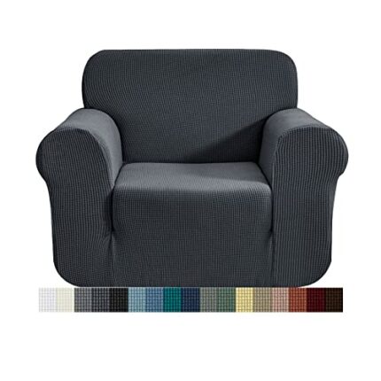 CHUN YI 1 Piece Jacquard Checks Stretch Fabric Couch cover, Stylish Sofa Slipcover For 1 Seater Armchair Couch Durable Furniture Protector(1 Seat