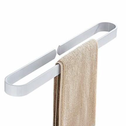 N/A Towel Bar Self Adhesive Bathroom Space Aluminum Bath Wall Shelf Rack Hanging Towel,Contemporary Style,White (Size : 50cm)