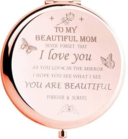HYOUCHANG Daughter's Gift to Mother, Son Mother's Gift, Mother's Interesting Birthday Gift, Mother's Day, Compact Makeup Mirror(Rose Gold)