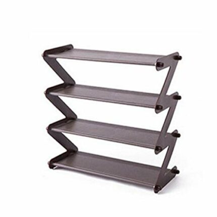 TJLSS 4 Layers Stainless Steel Assembly Shoe Rack Non-woven Simple Shoe Rack Bookshelf Home Living Room Shoes Storage Organization (Color : Argen