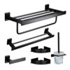 VERDDE Perforated Free Towel Rack Space Aluminum Toilet Bathroom Shelf Nordic Black Bath Towel Set