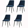 Velvet Dining Chairs Set Of 4 Black Metal Legs Lounge Chairs for Living Room Office Restaurant (Color : Grey)