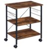 BHVXW 3 Tier Kitchen Storage Cart Microwave Oven Rack For Household Kitchen Wheel Movable Multifunctional Holders Cart