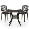 vidaXL Biatro Set 3 Piece Outdoor Furniture Set Balcony Bistro Table and Chairs Patio Garden Balcony Table Chairs Furniture Cast Aluminium Bronze