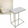 C Shaped Side Table, Sofa End Table with Gold Metal Frame Coffee Snack Table Laptop Holder Table Bedside Table Modern Open Type Under Bed Table C