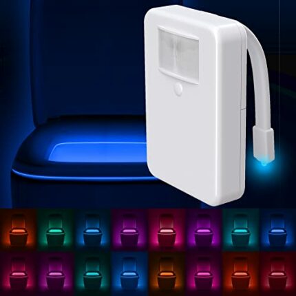 LumiLux Motion Activated Toilet Night Light - Smart Toilet Bowl Light w/16 Color LED Lights, Internal Memory & Light Detection Function - Glow in