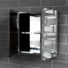 Bath Vida Tiano Bathroom Cabinet Double Door Mirrored Wall Mounted Stainless Steel Modern