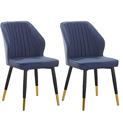 dining chair Modern PU Leather Living Room Chairs Set Of 2 with Upholstered Back And Black Metal Legs for Office Lounge Dining Kitchen Bedroom (C