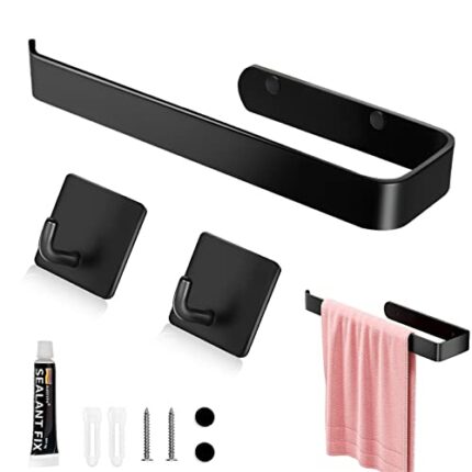 Fiteber Towel Holder without Drilling, Towel Rail for Gluing for Bathroom and Kitchen, Stainless Steel Wall Holder Self-Adhesive for Towels, Towe