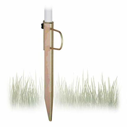 Relaxdays Sun Umbrella Lawn Stake, Garden Parasol Stand, Galvanized Steel, for Posts up to 32 mm, H=43 cm, Bronze
