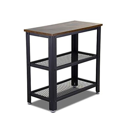 KOVOME Industrial Console Table for Living Room with 2 Mesh Shelves, Side Table, Corridor, Hallway, 23.8"x 11.8"x 23.8"