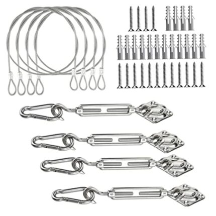 Sun Shade Kit Shade Sail Hardware Kits Shade Sail Installation Kits for Shade Canopy Shade Awning 44pcs