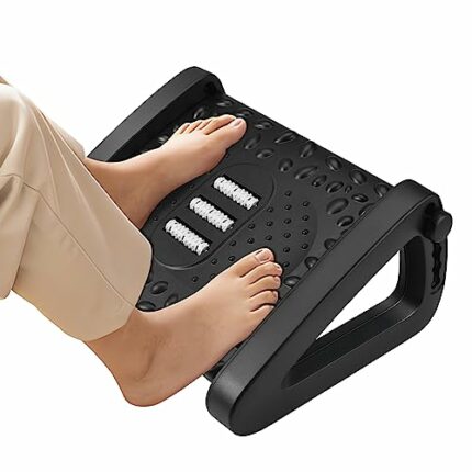 Foot Rest Under Desk Cushion,Ergonomic Pad Desk Foot Rest with 30 Degree Tilt or Lock Angle Adjustment Foot Stool for Office & Home Black