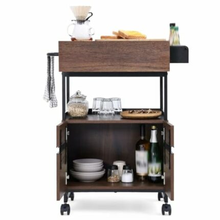 BHVXW Rolling Kitchen Island With Storage Cabinet，Trolley Cart with Shelf for Home Kitchen