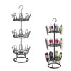 BeShero Revolving Shoe Tree Rack,Metal Revolving Shoe Rack,Round Shoe Storage Stand- Three Tier Home Shoe Organizer - Holds Up to 12 Pairs of Sho
