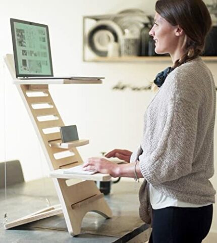 HumbleWorks. Stan-1 (Natural Wood). Ergonomic, height-adjustable standing desk. Standup Desk, Standing desk converter for Home Office, supports l