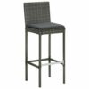 vidaXL Garden Bar Set 5 Piece with Cushions Outdoor Patio Terrace Furniture Dining Table and Chair Seat Bistro Set Poly Rattan Grey