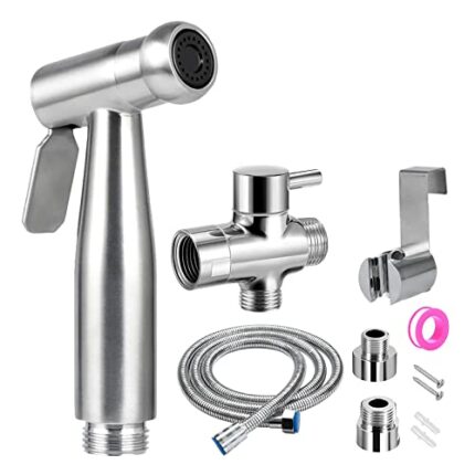 Handheld Bidet Sprayer Kit - Stainless Steel Douche Muslim Shower Spray with Hose Bidet for Toilet Cleaning, Pet Bath, Personal Hygiene (4pack) (