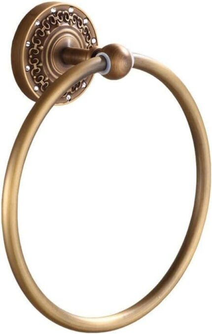 RAKUTE European Style Antique Copper Towel Ring, Retro Bathroom Towel Rack, Hardware Pendant, Towel Hanger Holder Bathroom Ring