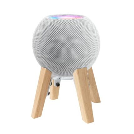 shinar Speaker Holder Bracket Mount Compatible for Speaker Stand HomePod Mini and Dot 4 Adjustable Table Mount Metal (HomePod Mini White)