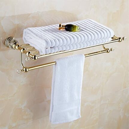 HIGOH Towel Racks,Bathroom Towel Rack Wall Mounted Towel Holder,Brass Crystal Wall Mounted Bathroom Accessories,Towel Rack Towel Shelf,Bathroom T