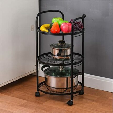 SLNFXC 3 Layer Movable Kitchen Storage Rack Carbon Steel Bathroom Shelf With Wheels Space Saving Trolley Tools (Color : D, Size : 1pcs)