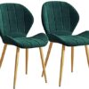 Kitchen Dining Room Furniture Chairs Kitchen Chairs Set Of 2 Velvet Seat Dining Chairs with Backrest Metal Legs for Lounge Living Room Corner Cha