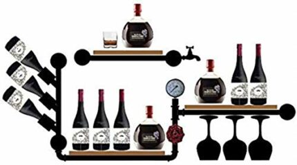NEOCHY Wine Rack Modern Wall-Mounted Metal Modern Wall-Mounted Retro Wine Display Rack Wine Bottle Rack Floating