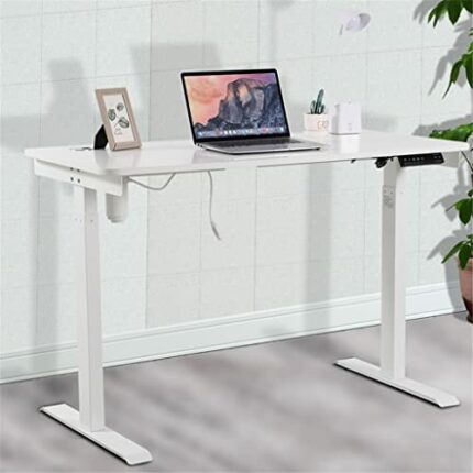 Computer Desk Laptop Desk Rolling Single Electric Height Adjustable Desk For Office Home Furniture (Color : Wit)