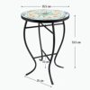 VONLUCE Mosaic Side Table and Plant Stand, 53.5cm Round Side Table with 36cm Ceramic Tile Top, Indoor and Outdoor Accent Table, Outdoor Patio Bis