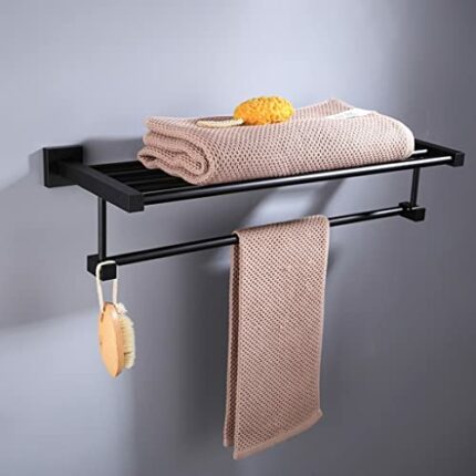 HIGOH Towel Racks,Bathroom Towel Rack Wall Mounted Towel Holder,Solid Aluminum Bathroom Hardware Accessories Towel Rack Shelf,Single Towel Holder
