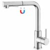 Tohlar Black Kitchen Tap Mixer with Pull Out Sprayer,360°Swivel Mixer Taps with Magnetic Docking,Stainless Steel Monobloc Single Handle Kitchen S