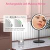 WIZCHARK 8” Lighted Makeup Mirror, 1X 10X Magnifying Mirror with Light, Double Sided Vanity Mirror with Lights, 3 Color LED Dimmable 2000mAh Rech