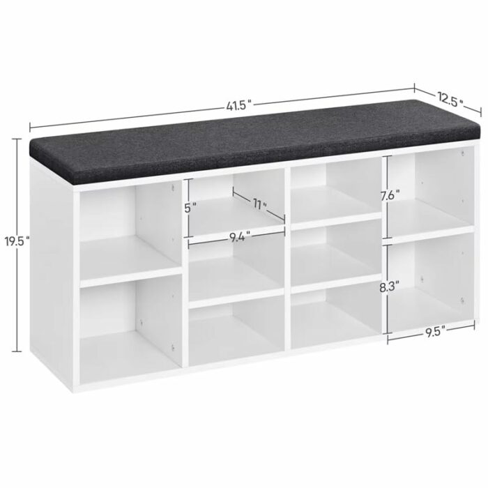 TJLSS 10 Cubbies Shoe Storage Bench Wood Foam and Fabric White Shoe Cabinets Muebles Door-to-door Shoe Cabinet
